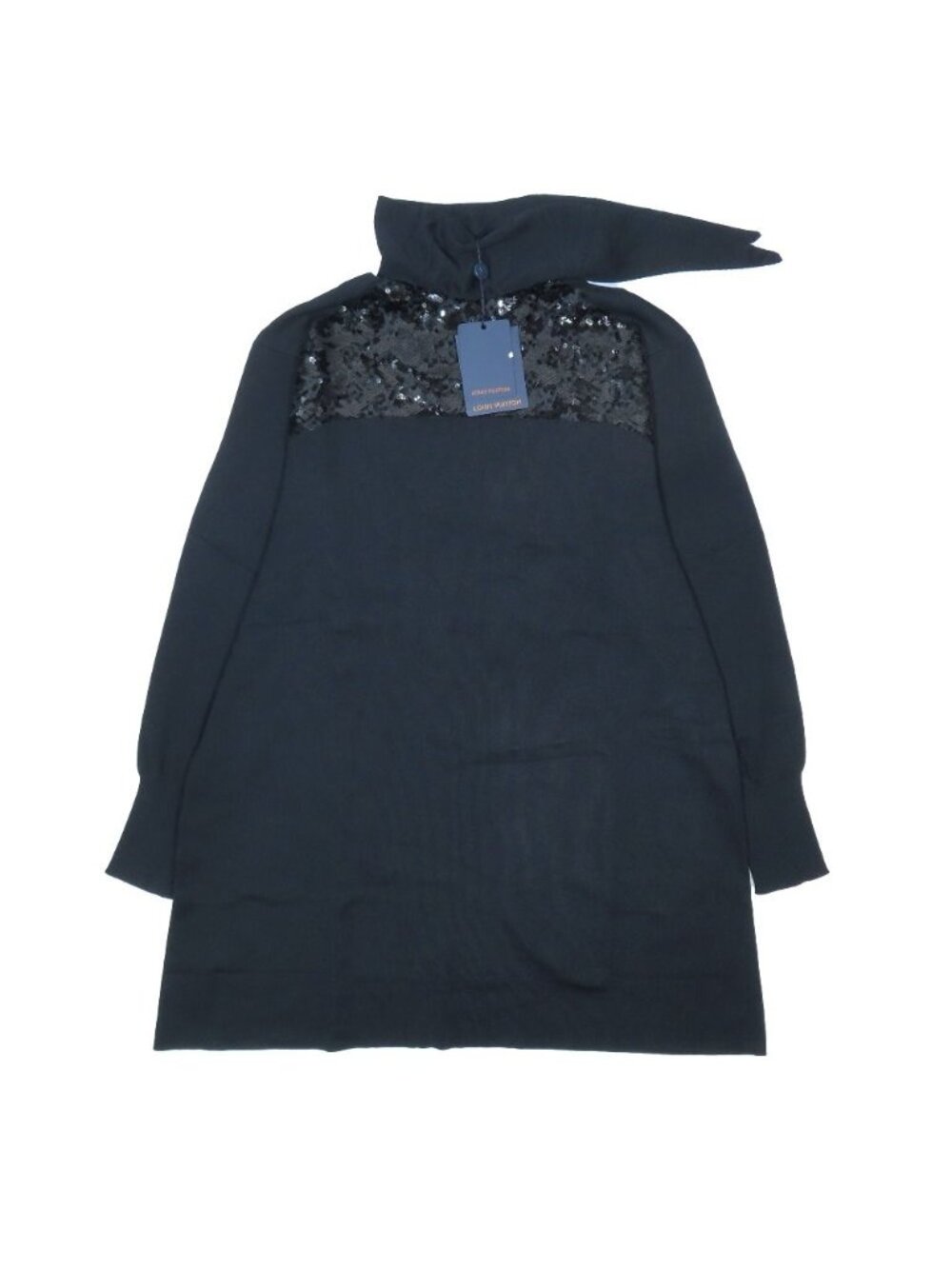 Louis Vuitton Wool Cashmere Tunic Sequin Mini Knit Dress Black XS